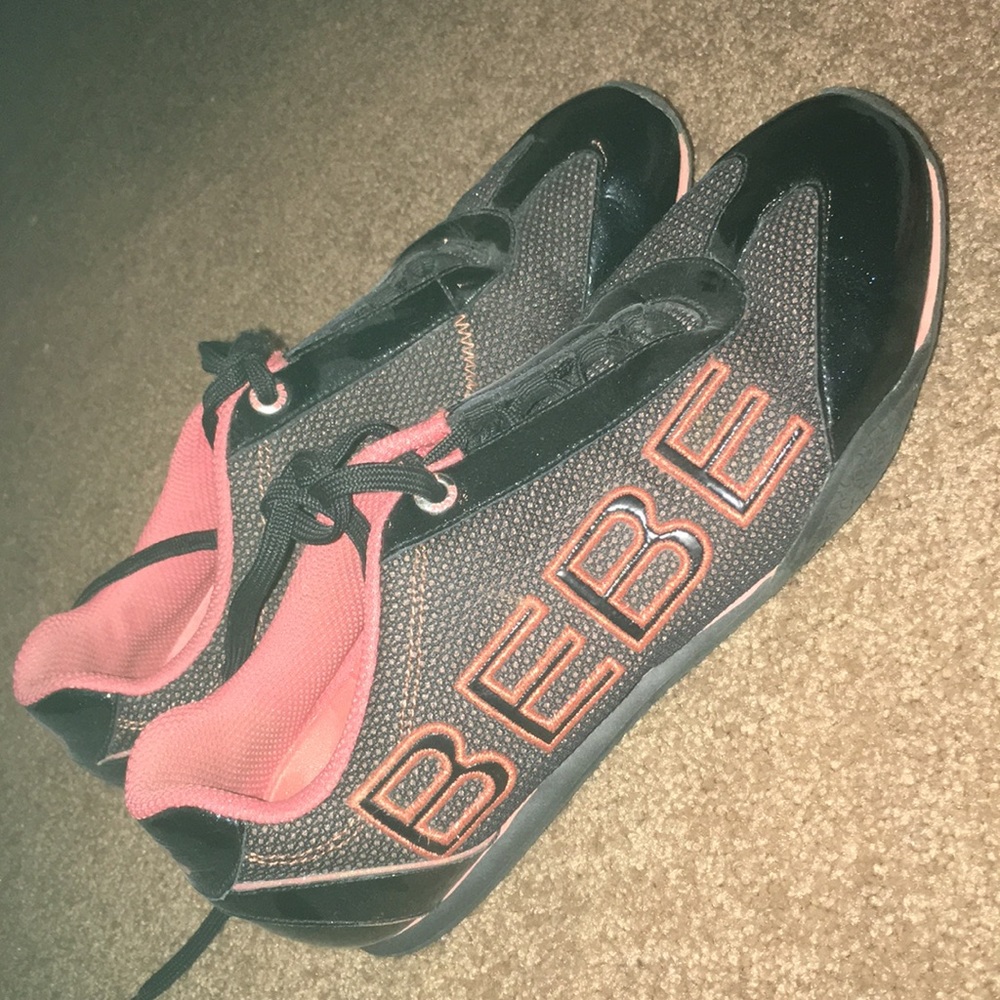 Glittery red and black Bebe shoes!